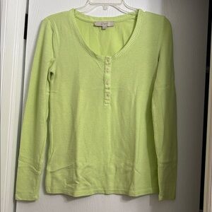 LOFT Pastel Green Buttoned Henley Top